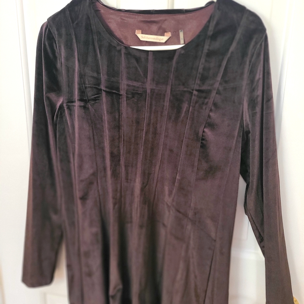 Soft Surroundings  Ribbed Brown Velvet Tunic
